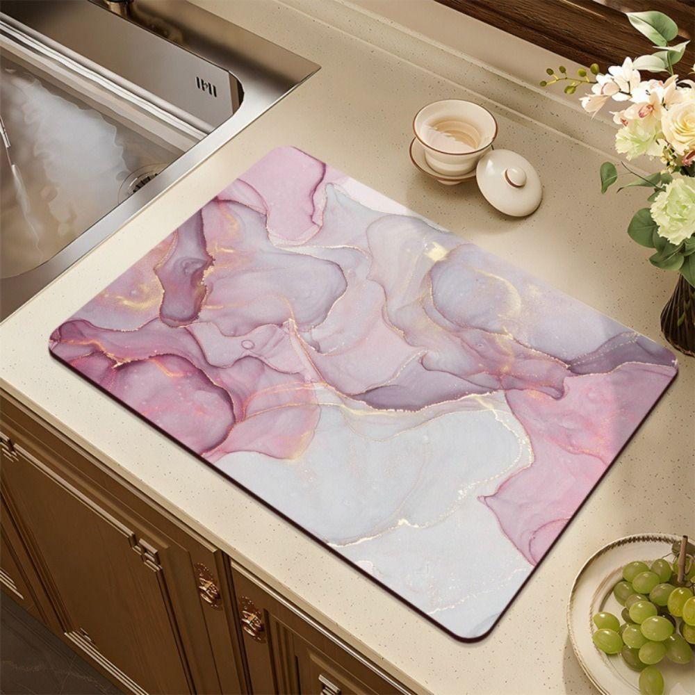 Quickly Dry Super Absorbent Marble pad Kitchen Coffee Bar Dish Drying Mat Multipurpose Drain Pad Hide Stain Placemat