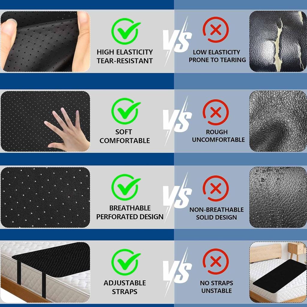 Grounding Mat for Bed, Grounding Pad for Sleeping, Tear-Resistant PU Leather Grounding Mattress with Cord