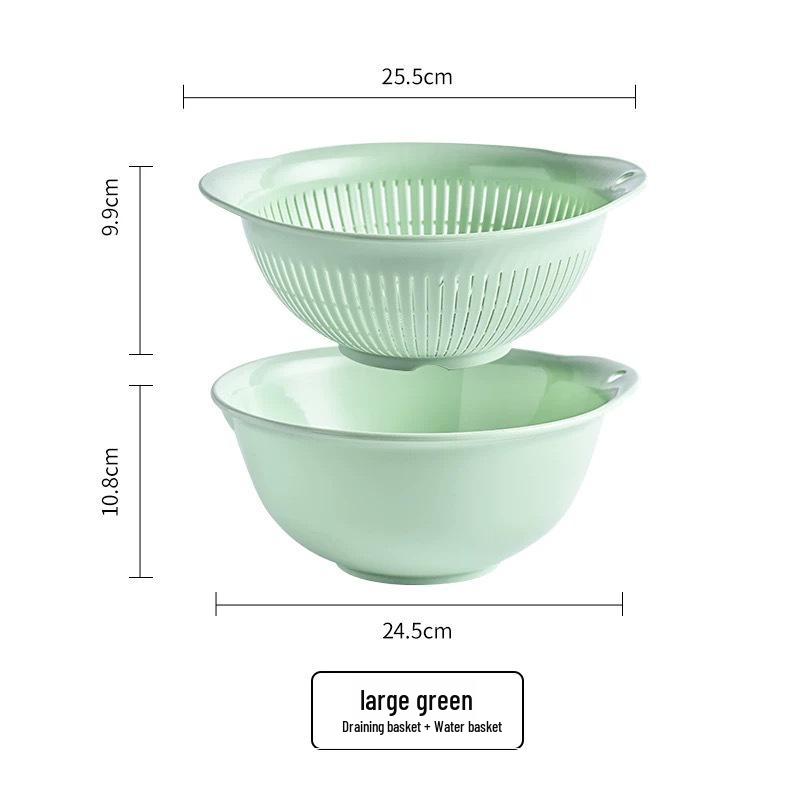 ASVEL Antibacterial Double-Layer Draining Basket and Sieve for Fruits and Vegetables