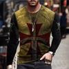 Templar 3D Digital Printed Men's Street Trendy Round Neck Long Sleeve T-shirt