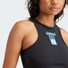 Adidas Originals Solid Color Cropped Letter Tank Top Women Tops Black IU2456