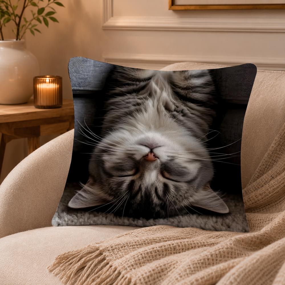 cat Cushion Cover Anti-dustmite Pillowcase Invisible zipper silky short plush Sofa cushion cover