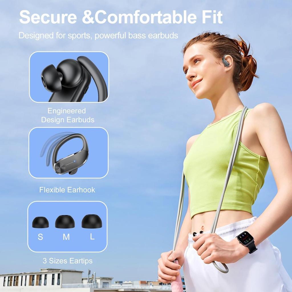 Q28S Ear-hook In-ear Bluetooth 5.2 Earphones with Charging Case & Power Display