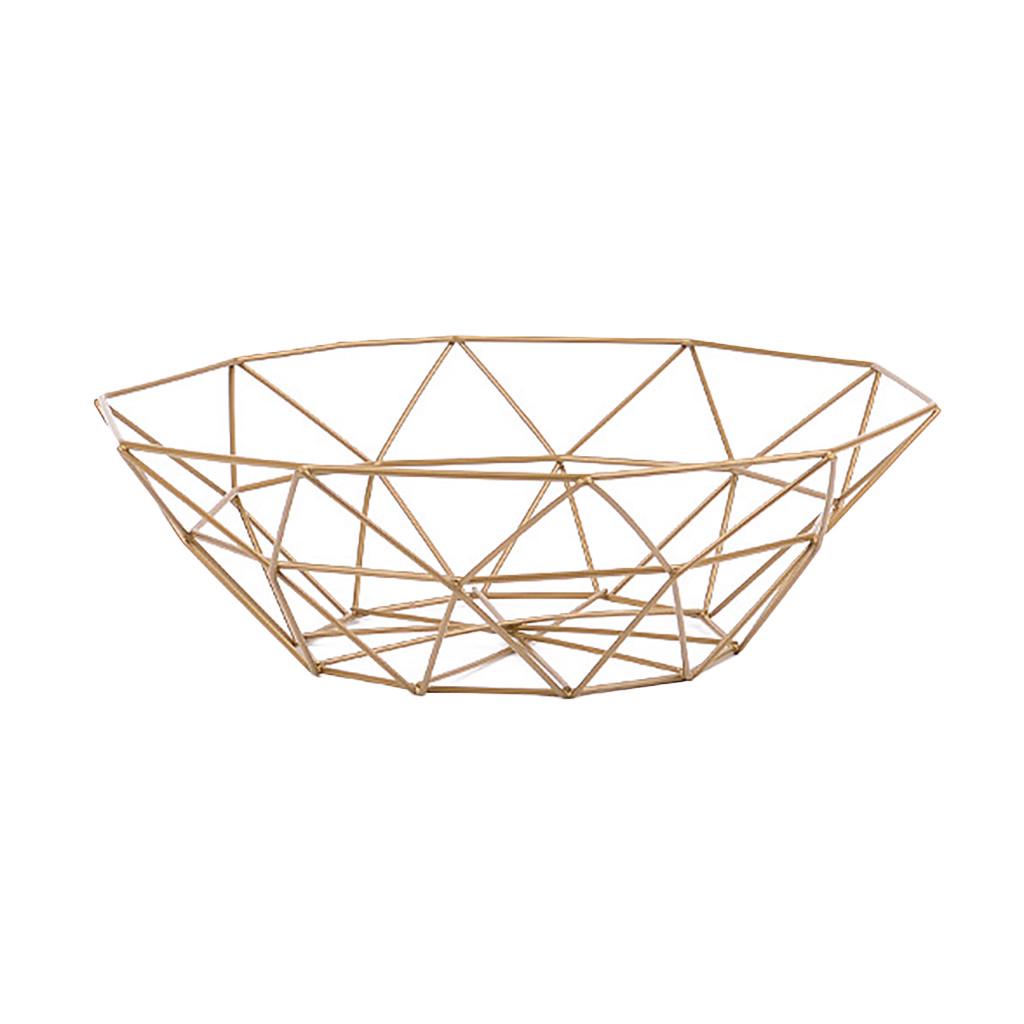 Geometric Fruit Vegetable Wire Basket Metal Bowl Kitchen Storage Desktop Display