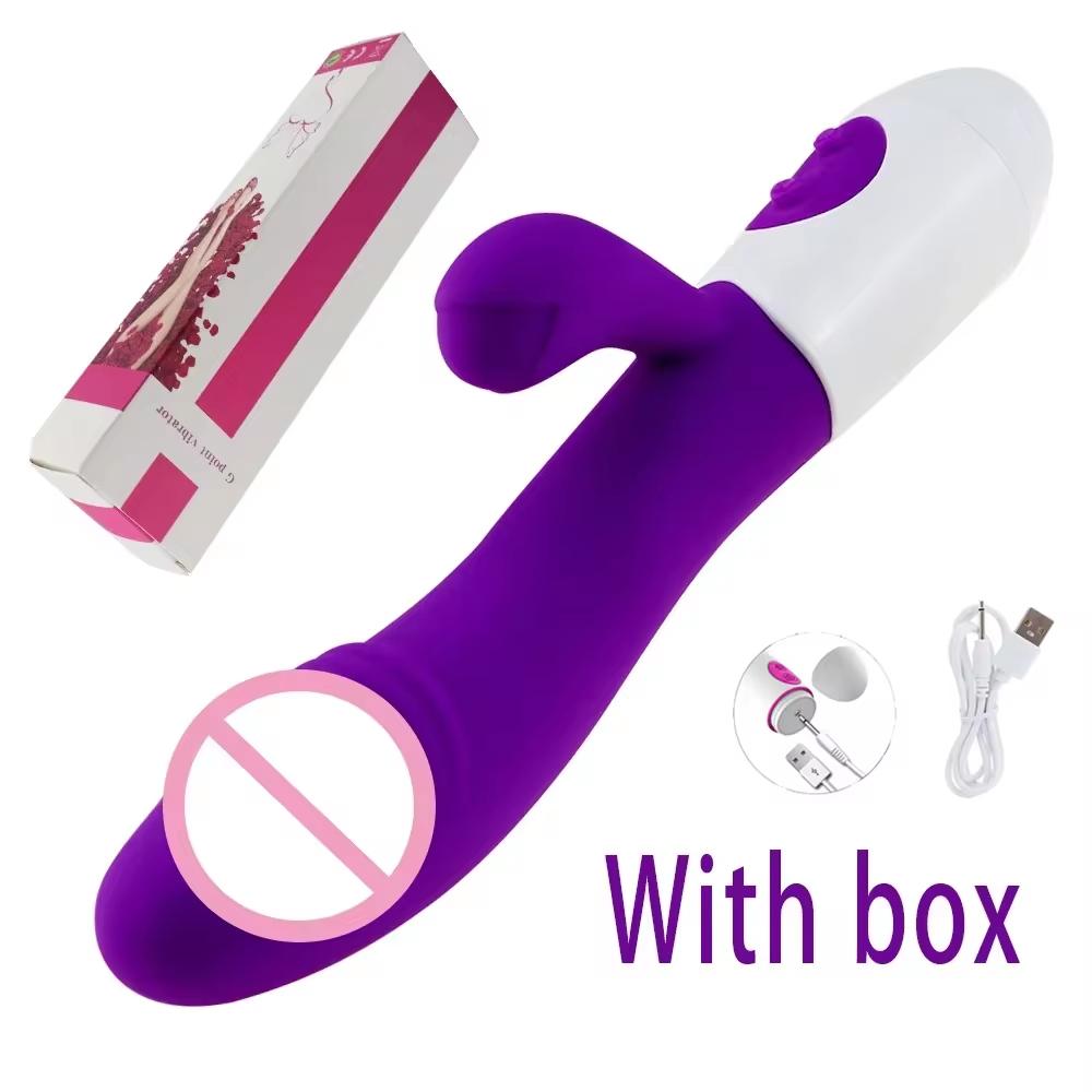 Powerful Dildo Rabbit Vibrator G Spot Clit Vagina Anal Stimulator Nipple Massage Masturbator Female Sex Toy for Adults Couple