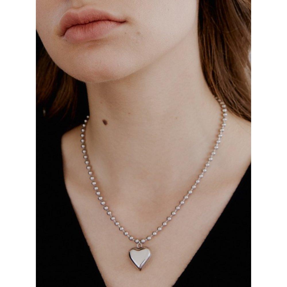 [Surgical] Bold Heart & Ball Chain Necklace