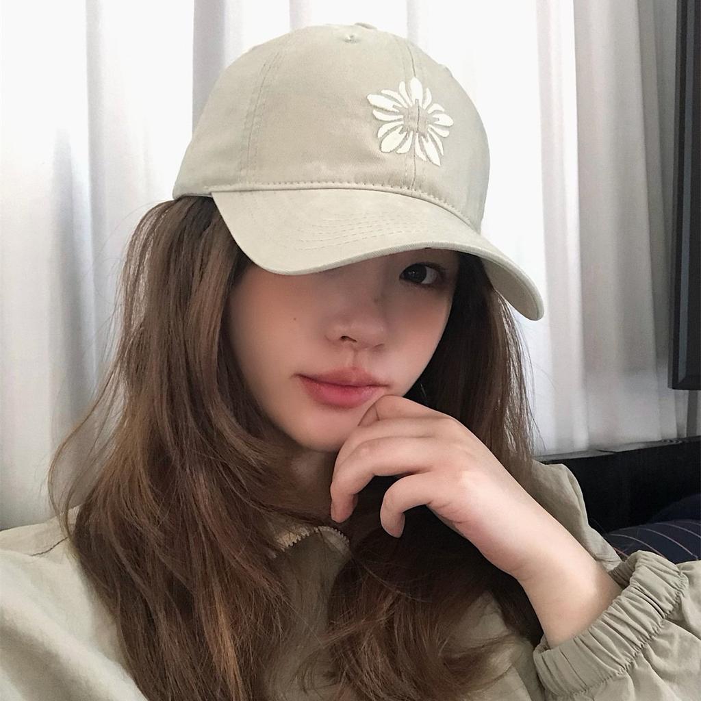 Edelweiss Embroidered Baseball Hat Retro Dark Gray Couple Versatile Trendy Face Small Big Head Cap