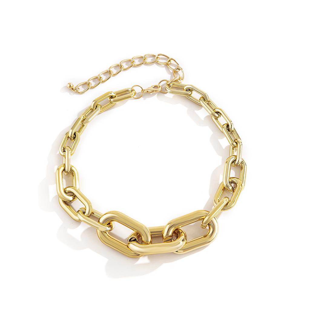 Collier Clavicule Chaîne Épaisse Hip Hop Punk, Collier Simple Rétro à Boucle Métallique Couche Unique Pour Femmes