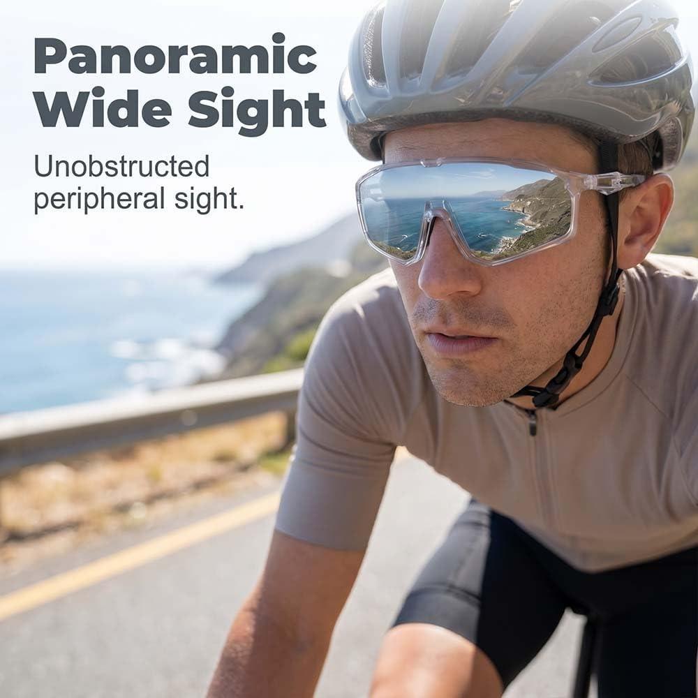 Photochromic Cycling Glasses for Men Women, UV400 Protective Sunglasses for Hiking Cycling, Lightweight Sports Sunglasses