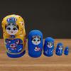 5 Pieces Matryoshka Doll Stacking Set Cartoon Figures Crafts Cute Traditional Wooden Russian