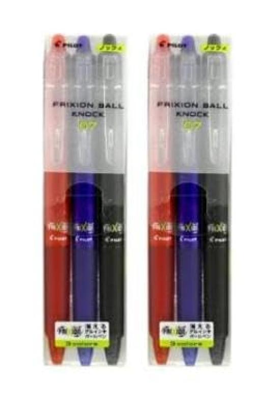 

Набор из 2 ручек Pilot FriXion Ball Knock стираемые шариковые ручки, 0,7 унции, Цвета, LFBK-69F-3C
