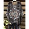 Women Vintage Plaid Stripe Printed Asymmetrical Hem O Neck Short Sleeve T Shirt Casual Fashion Street Top