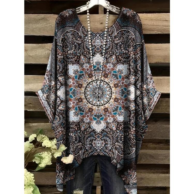 Women Vintage Plaid Stripe Printed Asymmetrical Hem O Neck Short Sleeve T Shirt Casual Fashion Street Top
