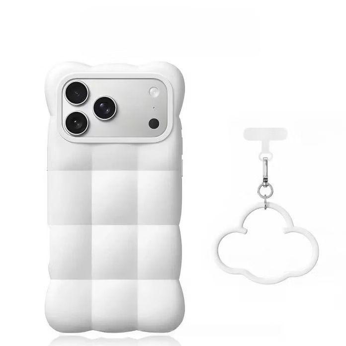 3D Cloud Puff Silicone Phone Case For IPhone14 15 16 17 Pro Max, Solid Color Cute Full Wrap Shockproof Protective Cover