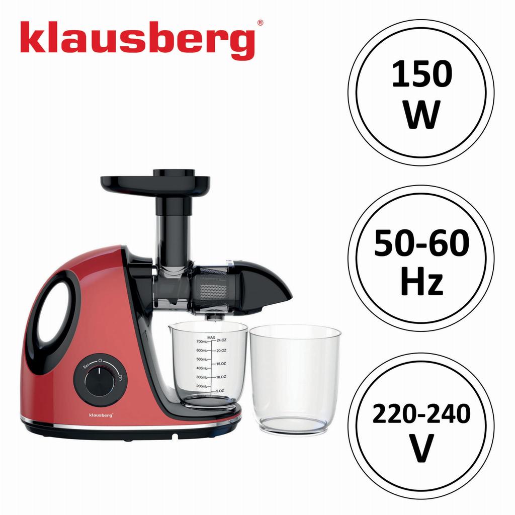 Slow juicer 150W for fruits and vegetables COLD PRESS KLAUSBERG KB-7865