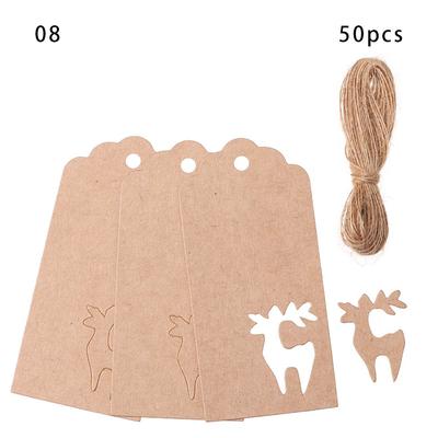 50pcs DIY Crafts Gift Wrapping Xmas Tree Kraft Paper Tags Snowflake Thanks Tag Christmas Card Label