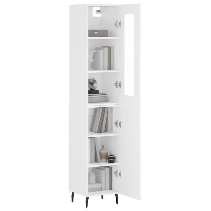 VidaXL Buffet haut Blanc 34,5x34x180 cm Bois d'ingénierie 3199185