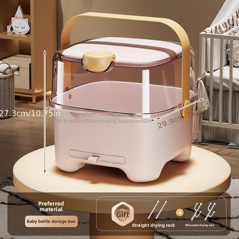 Thickened Portable Bottle Storage Box With Lid Multifunctional Dish Drying Rack Complementary Food Organizer Kitchen Daily Use