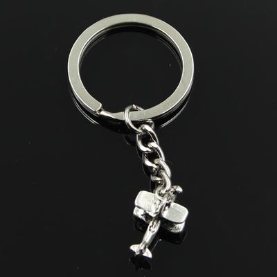 Fashion 30mm Key Ring Metal Key Chain Keychain Jewelry Antique Silver Color Plated Airplane Plane Biplane 19x9x13mm Pendant
