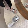 Fashion Slip-heeled Slippers Summer New Style Square Head Glitter Shallow Mouth Set Foot Anti-slip Wear-resistant Sandals