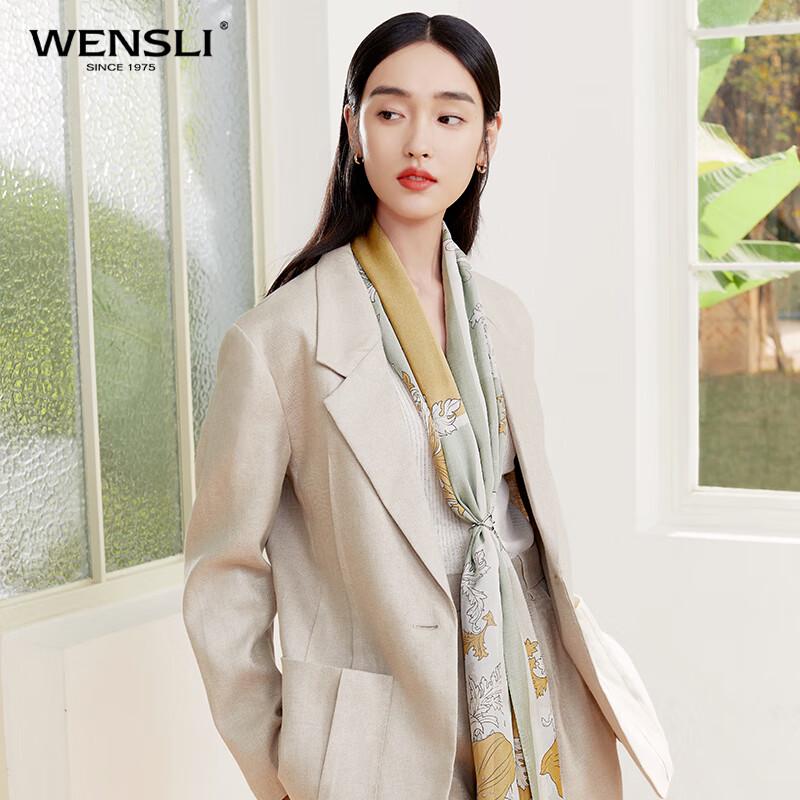 WENSLI Floral Mulberry Silk Chiffon Scarf