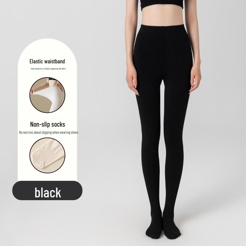 Damen Shaping Leggings für große Frauen - Herbst/Winter, Unifarben, Warme Baumwolle, Strumpfhose mit Fuß