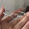100% Solid 925 Sterling Silver Retro Bracelet for Women Geometric Hollow Heart Handmade Sparkling Simple Bracelet Birthday Gift