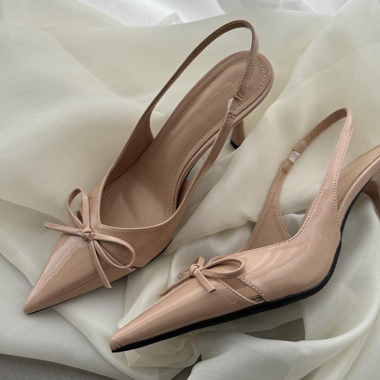 

[youshilai] French high heels bag head sandals 2025 new spring and summer temperament nude pointed single shoes 39
