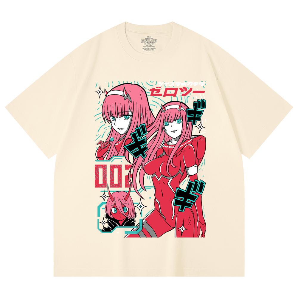 

230 г/м² 100% хлопок Darling in the Franxx V1 Принт Унисекс Тяжелая хлопковая футболка XS абрикосовый
