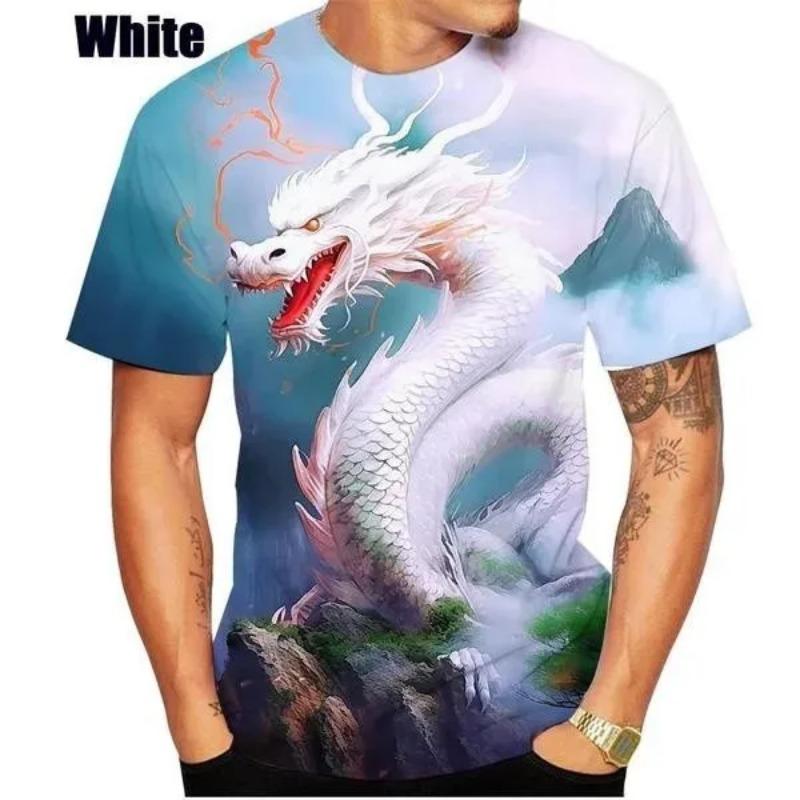 Hot Sale Fashion Chinese Dragon Men Women Spring Summer 3D Printed Short Sleeves Casual Fashion Round Neck T-Shirt