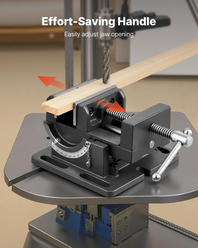 Tilting Vise, 4.25 Inch Jaw Width, Portable Drill Press Bench Vise, 090° Adjustable Tilt, Durable Cast Iron Construction, Workbench Vice for