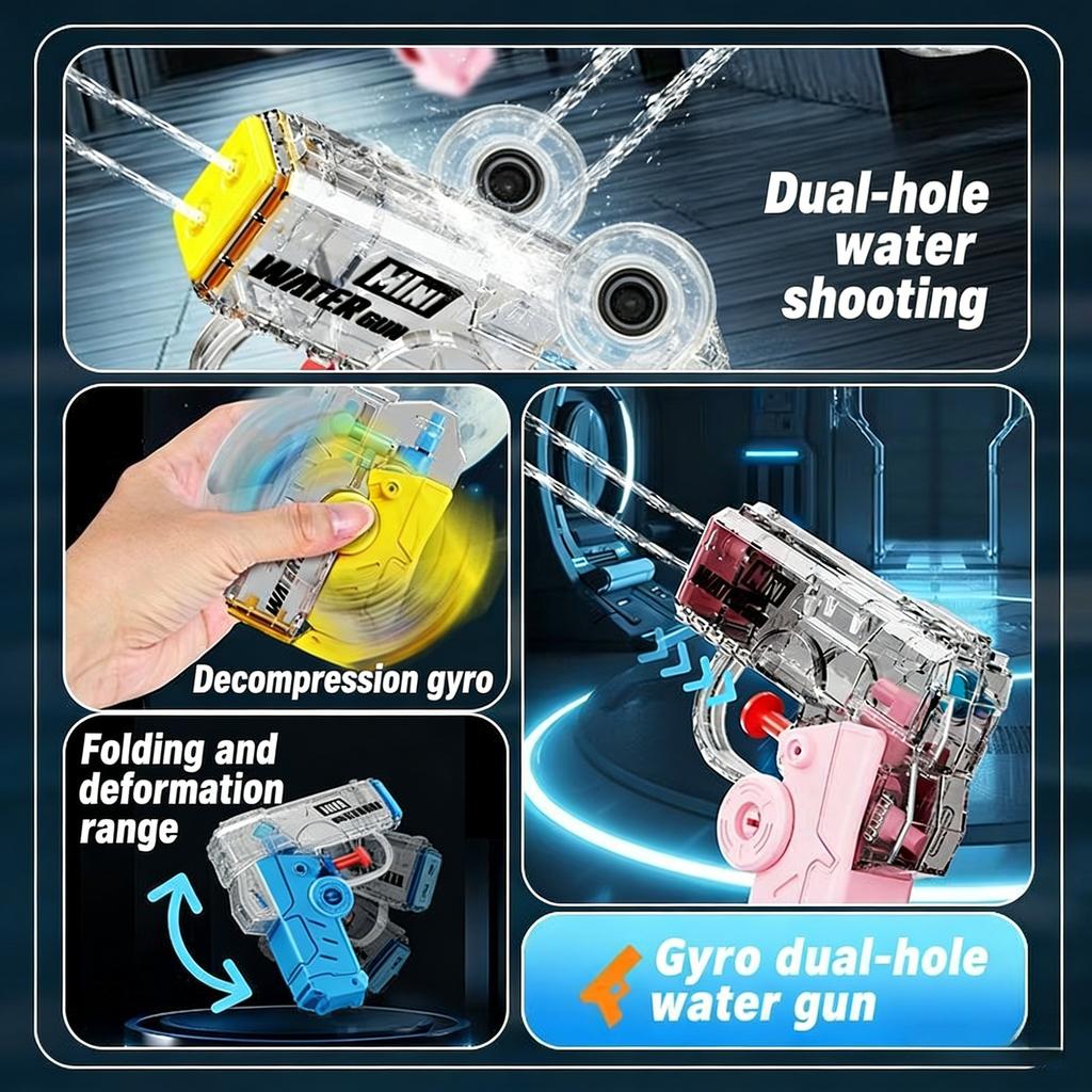 2-In-1 Foldable Rotating Fingertip Gyro Dual Hole Water Gun Stress Relief Outdoor Summer Pool Beach Water Play Shooting Games