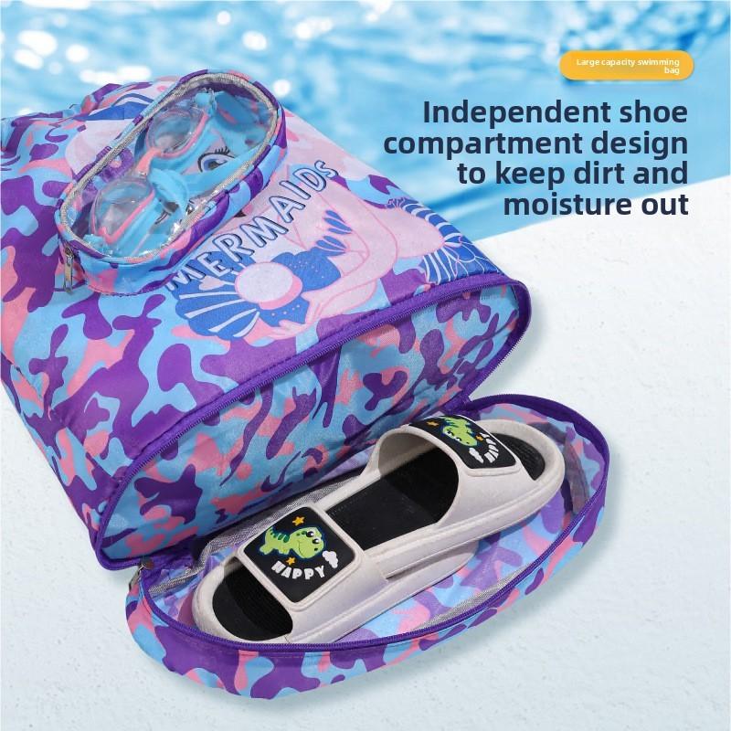 Padded Kids Swimming Backpack With Multifunctional Dry Wet Compartment For Beach And Travel
