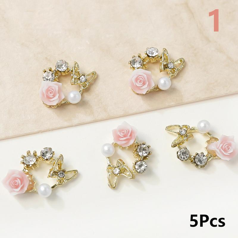 

5 шт. бабочка венок роза для ногтей алмазный сплав девушка подвеска для ногтей украшения для ногтей аксессуары стереоскопические энтузиасты нейл-арта