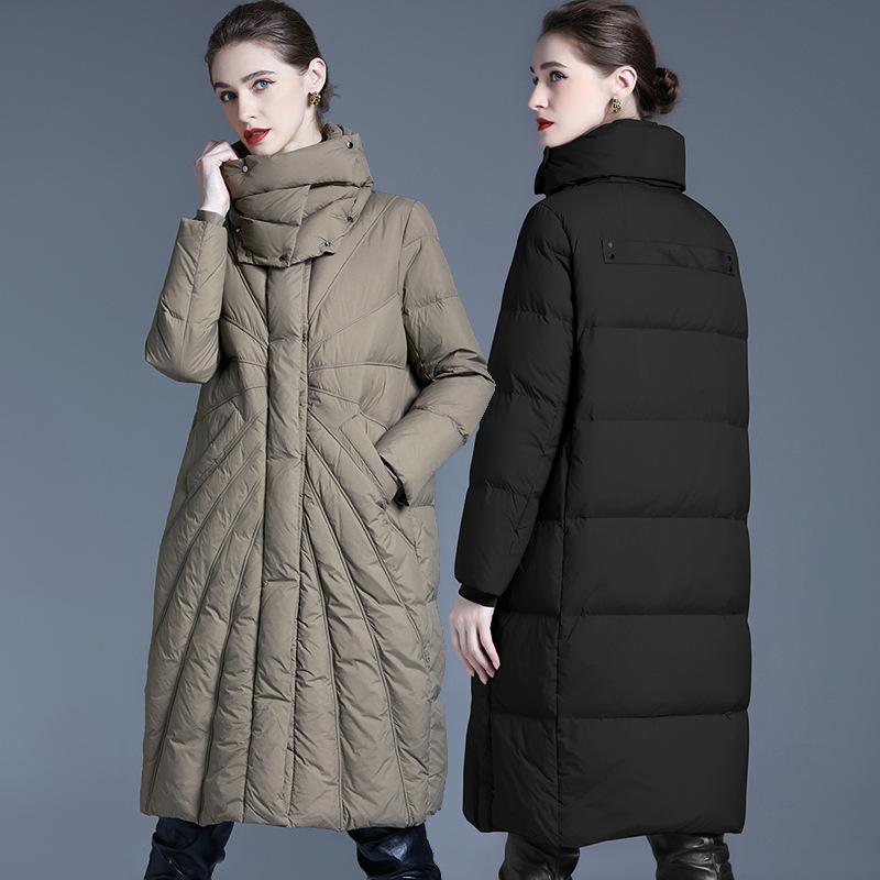 European and American temperament down jacket women's medium and long new winter clothing loose and thin women's clothing jacket thickened bread clo