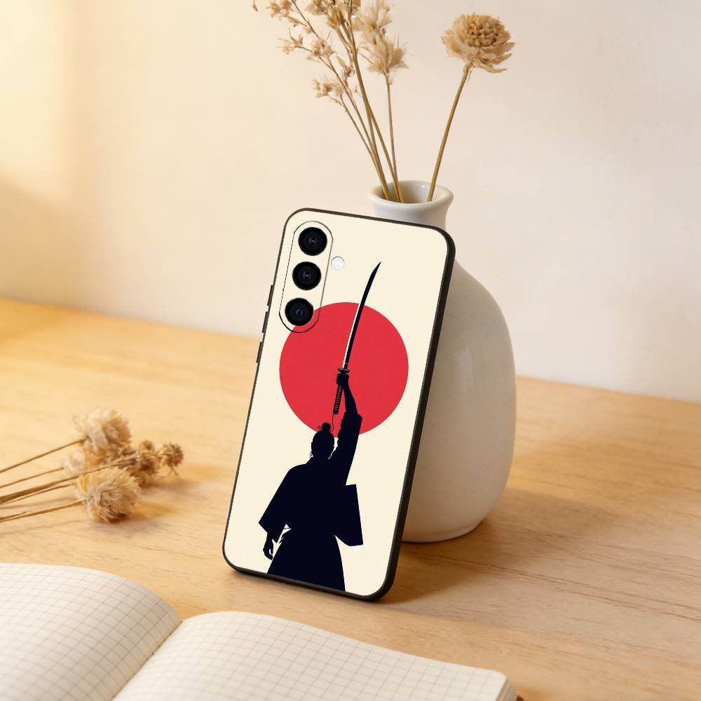 Japanese Bushido Samurai Phone Case Black Silicone Soft For Samsung Galaxy A73,A72,A71,A70,A53,A52,A51