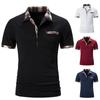 Summer Men's Casual Loose Short Sleeve T-shirt Men's Plaid Color Matching Lapel Polo Shirt