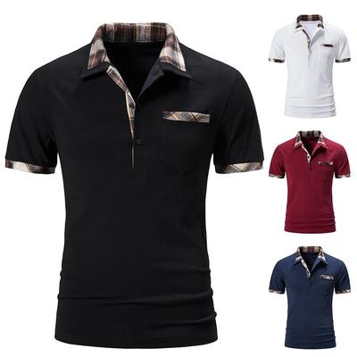 Sommer männer Casual Lose Kurzarm T-shirt männer Plaid Farbe Passenden Revers Polo-Shirt