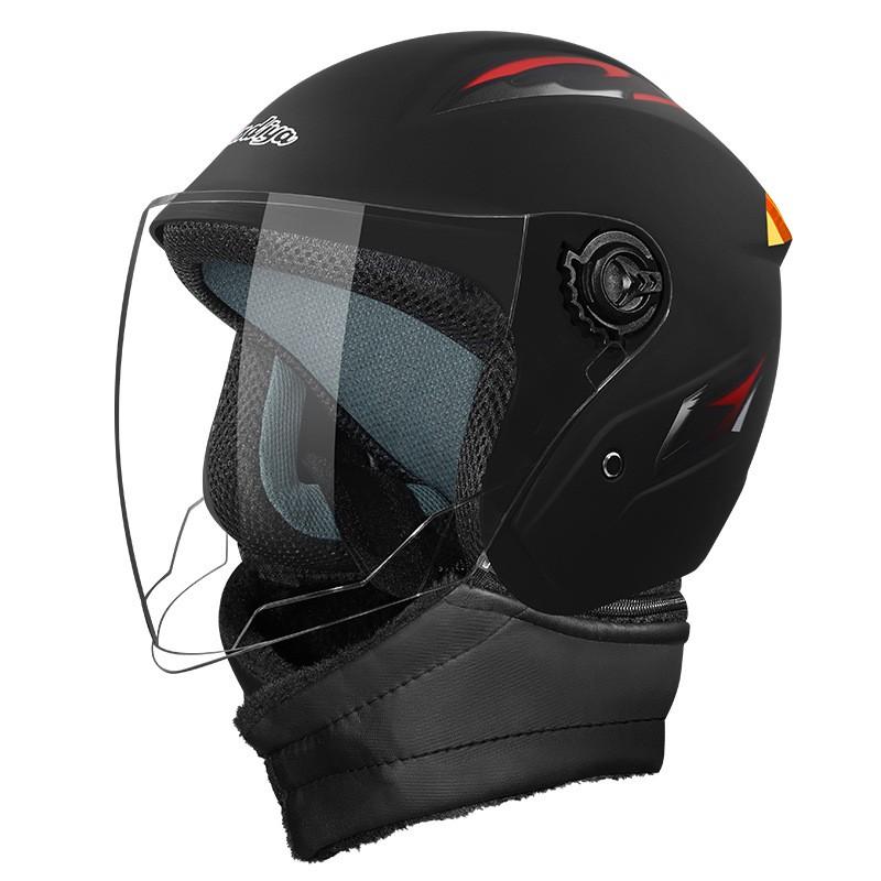 Winter Warm Electric Scooter Helmet Women Men Semi-Open Face With Detachable Neck Cover Windproof ABS Safety