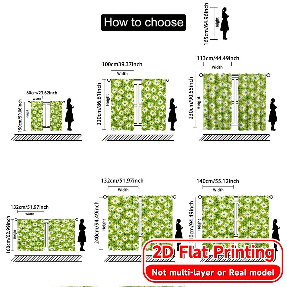 2pcs, 2D FLAT PRINTING Curtains (Without Rod) FloralFacade Holiday curtains Versatile Polyester Curtains Home Decor Perfect for