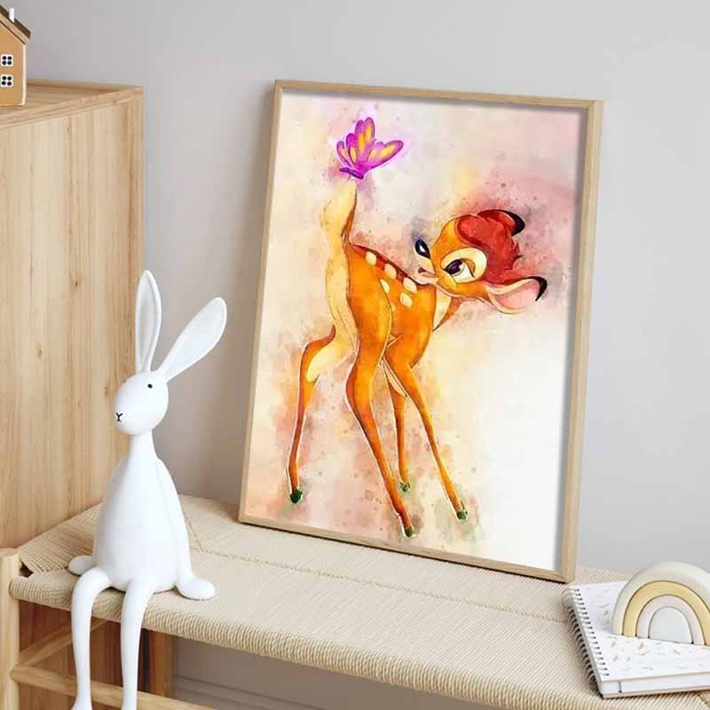 Disney Diamond Painting Bambi Bambi Watercolor Style, Healing Illustration DIY Craft, 5D Mosaic Embroidery Hobby Gift Home Decoration
