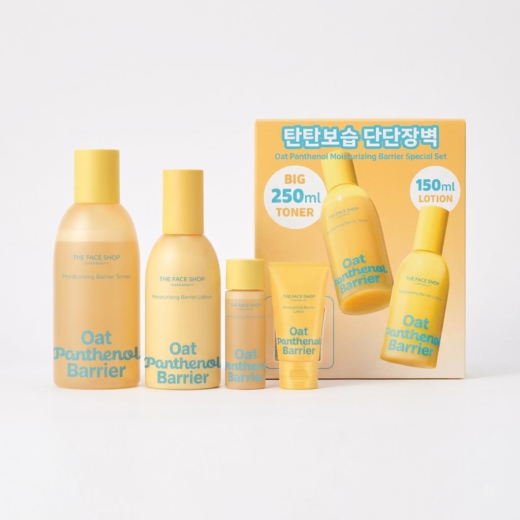 

[4-Item Set] THE FACE SHOP Oat Panthenol Moisture Barrier Skin Care Set - [KOREAN SKINCARE] Deep Hydration & Soothing Routine 4-Item Set