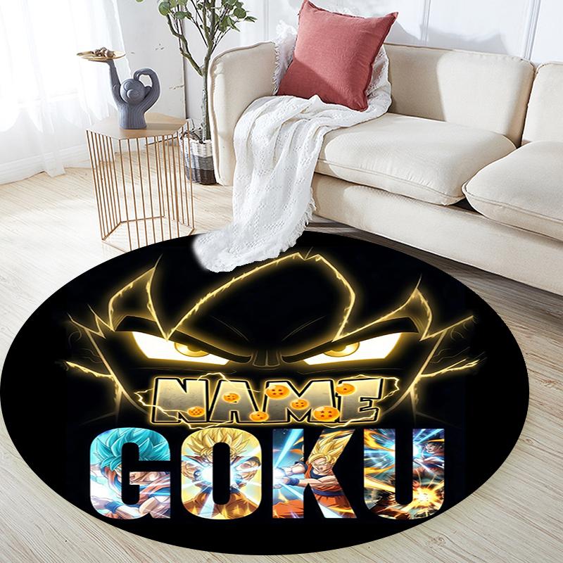 Custom Name,Goku pattern round rug,Carpet Rug for Living Room Bedroom Playroom ,Non-slip Floor Mat,Holiday Gifts and Birthday Gifts.