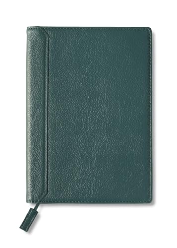 

[LIB] A4 Notebook Cover, Water-Repellent Original Leather, Genuine Cowhide Leather, Pen Holder, 2 Pockets, Bookmark String (Teal Blue)
