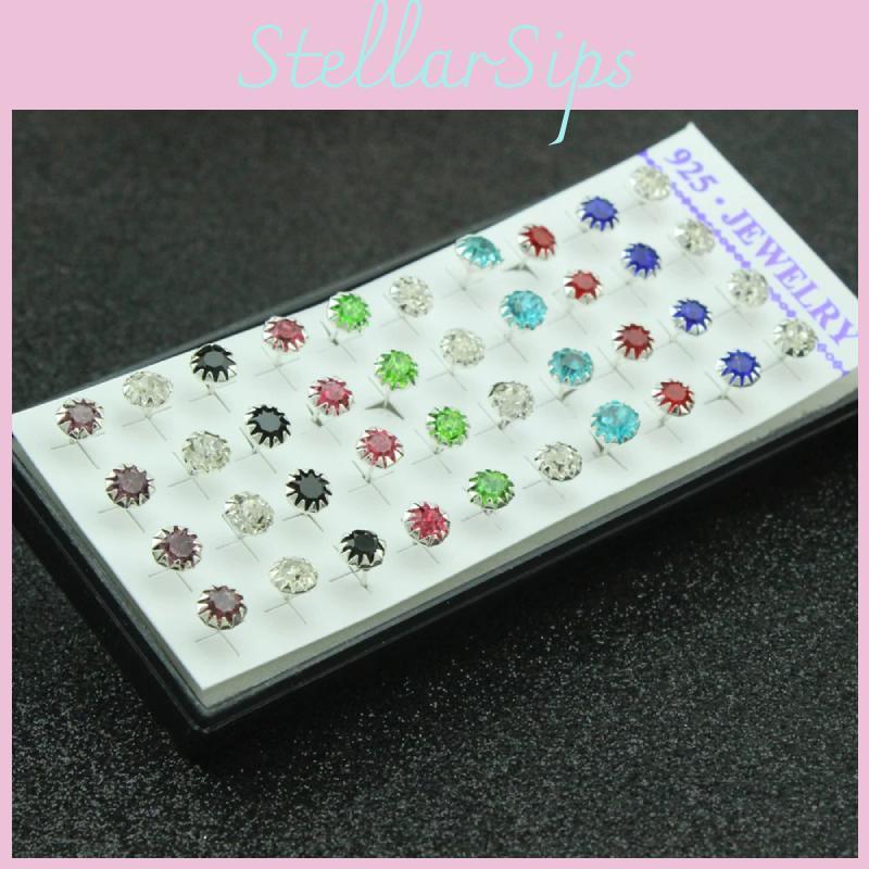 Plated Needle Silver Mini Stud Earrings Unisex Jewelry Fashion Gifts Simple