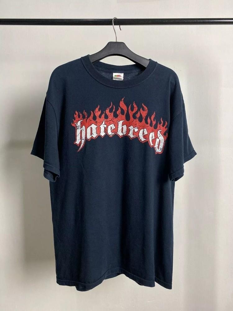 Maglietta Unisex Vtg Hatebreed Band Grafica con Logo Grande Manica Corta Stile Classico