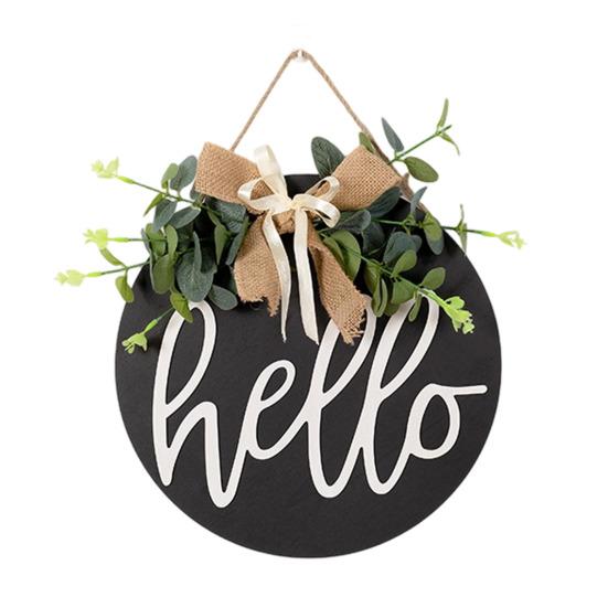 Welcome Sign, with Flower Decor Wear-Resistant Wreath, Front Door Welcome Wreath for Family Friends Co-Workers Garden Balcony