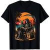 Reaper Relaxing On The Beach Grim Skeleton Sunset Palm Trees Deckchair T Shirt