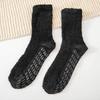 Coral Fleece Men's Socks - Non-shedding, Thick Winter Socks with Half Fleece, Pure Color, Adhesive Dots, Home Wear, Warm Mid-calf Socks