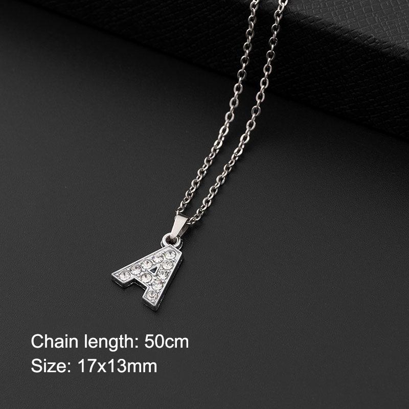 Women Shining Zircon A Z Letter Pendant Necklace 1Pcs Adjustable Clavicle Chain Personalized Jewelry for Birthday Present